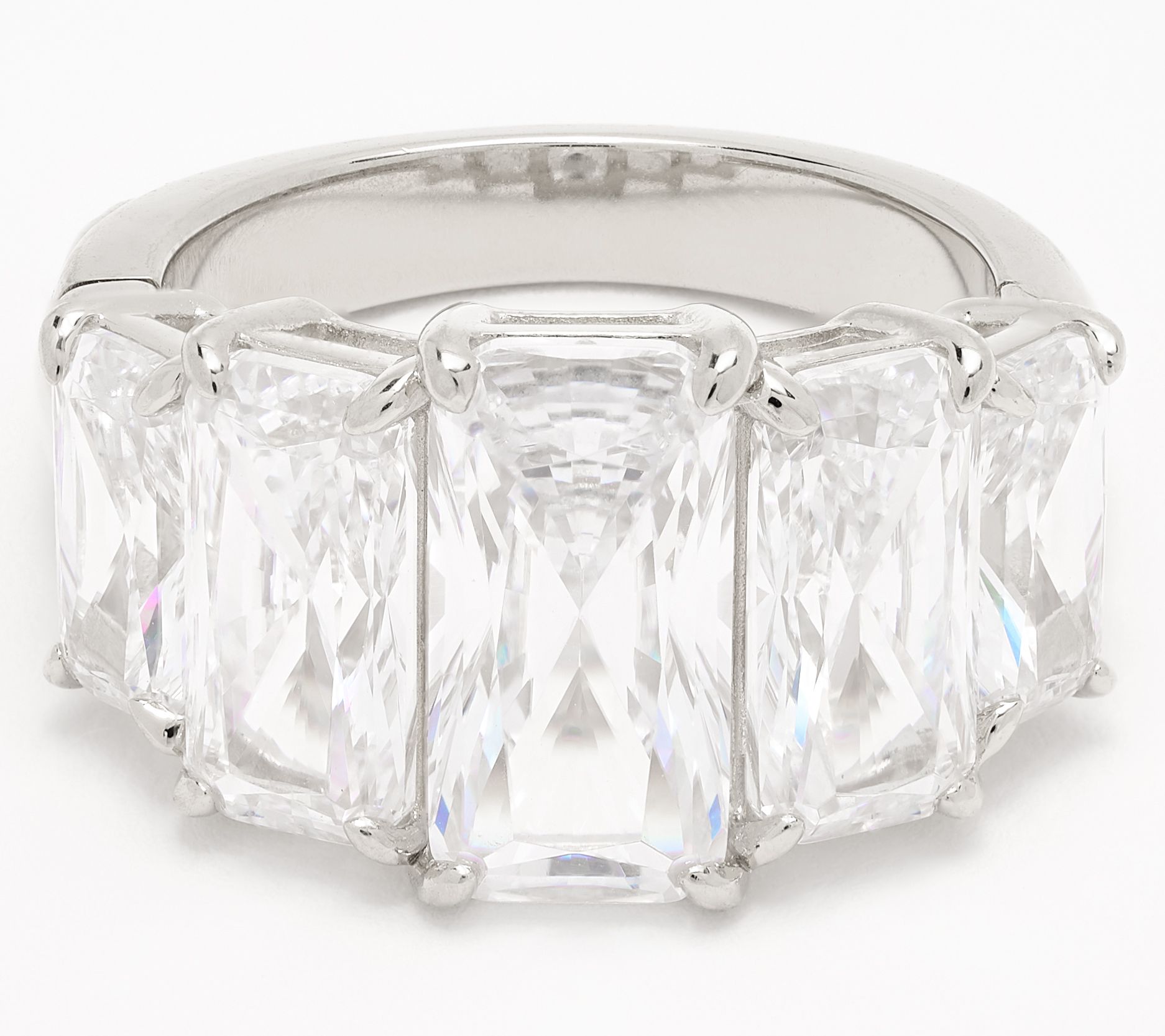Diamonique x Jennifer Miller Elongated 5- Stone Shank Ring, SS