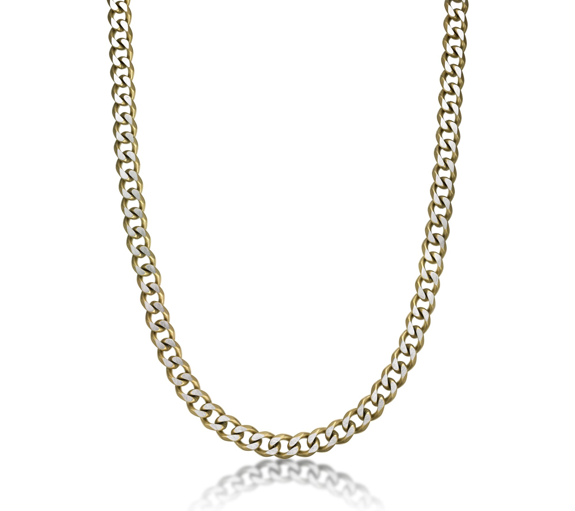 LYNX Men's Stainless Steel Gold IP Curb Link Necklace