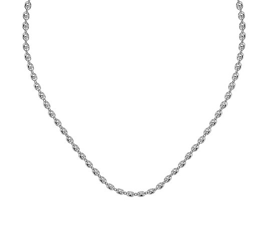Italian Silver Beaded Oval Link Necklace, 8.9g