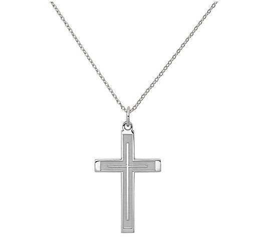 Sterling Silver Laser Designed Cross Pendant 
