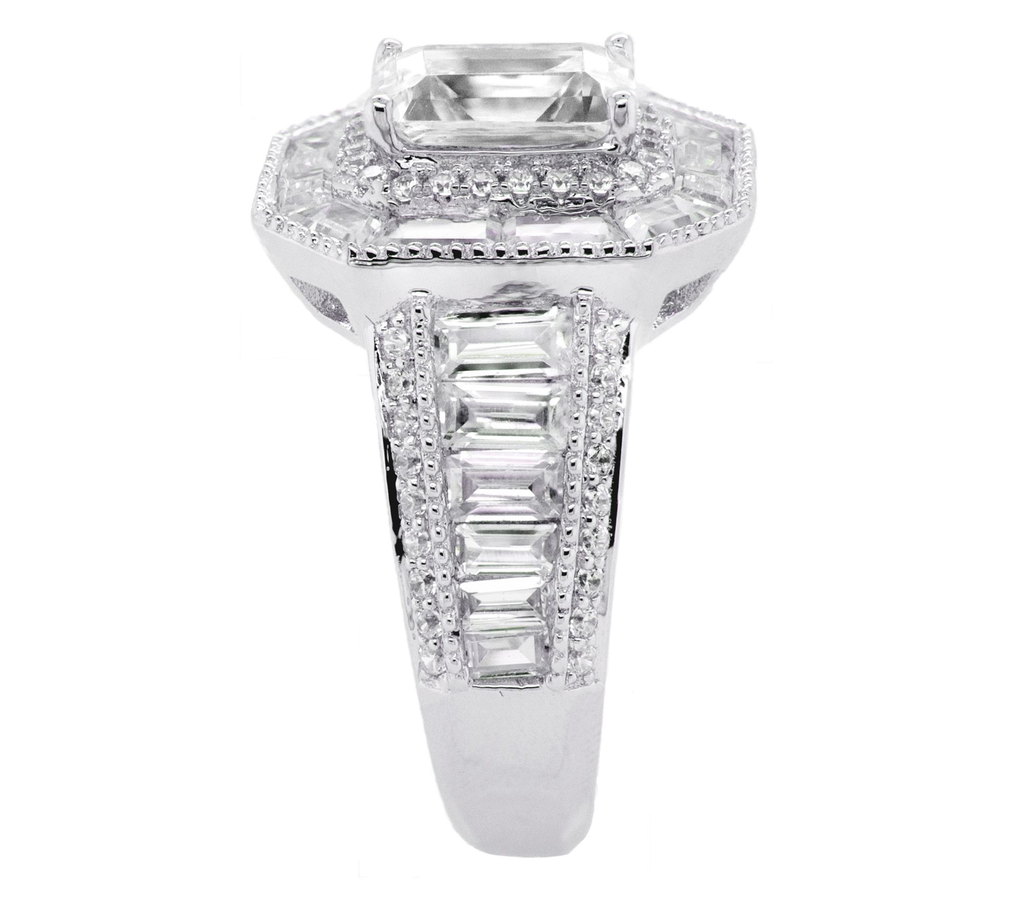 Diamonique Sterling Silver 8.40 cttw Emerald-Cut Ring - QVC.com