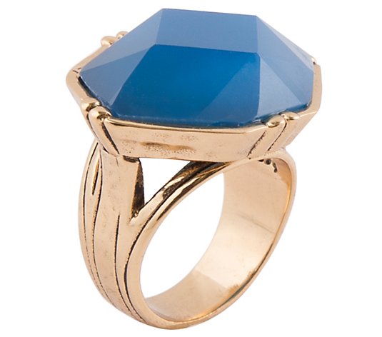 Barse Artisan Crafted Faceted Blue Agate Ring