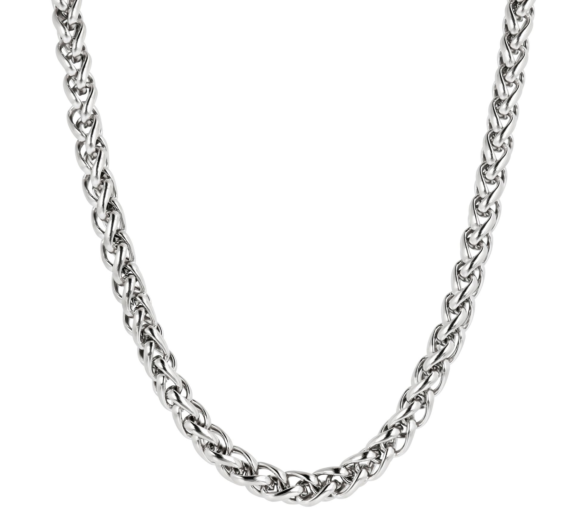 Steel by Design Polished Wheat Chain Necklace - QVC.com