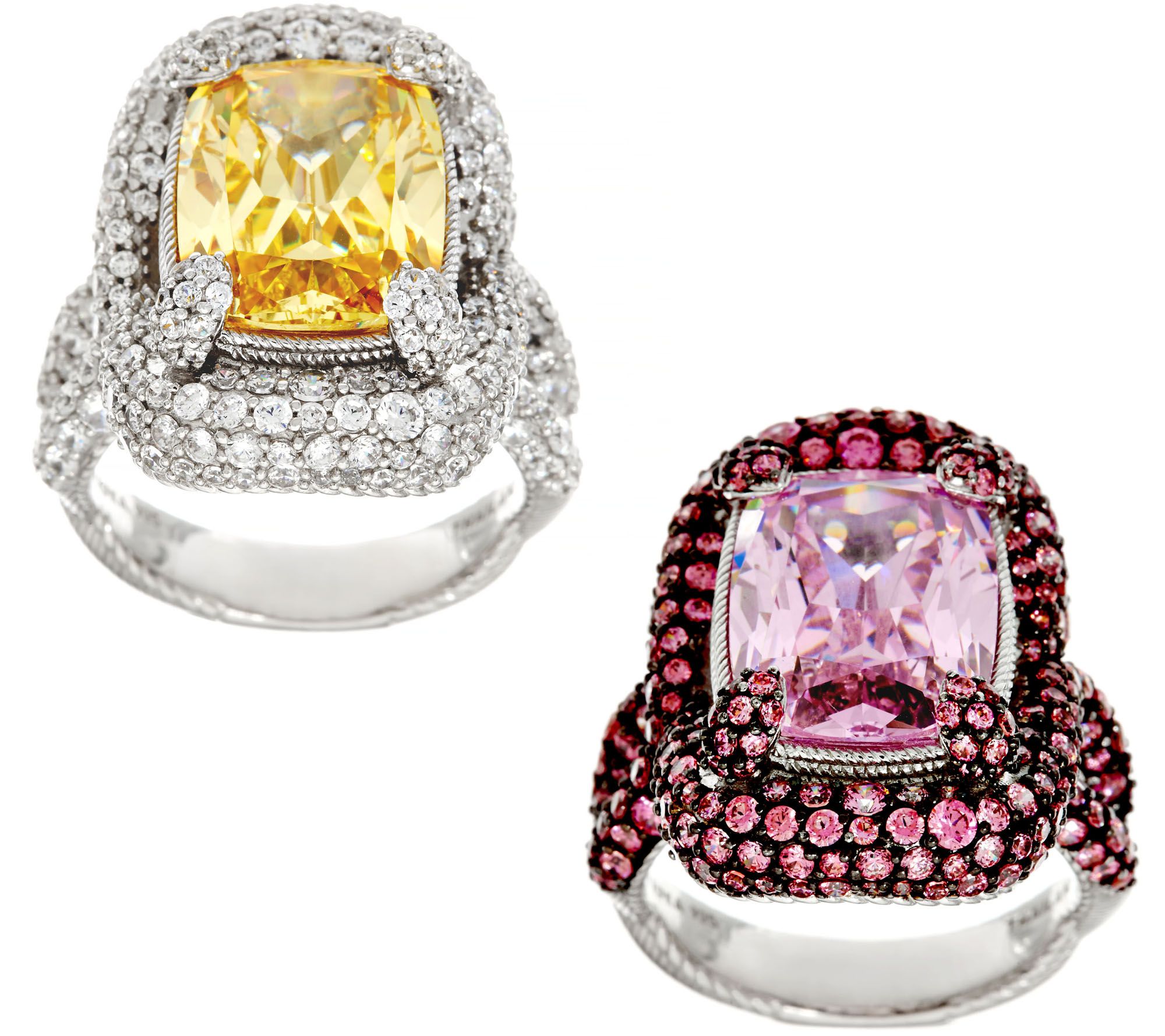 Judith Ripka Sterling Silver Yellow or Pink Diamonique Ring - QVC.com