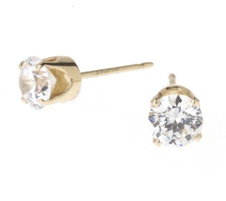 Diamonique 1 ct tw Earrings 14K Gold - QVC.com
