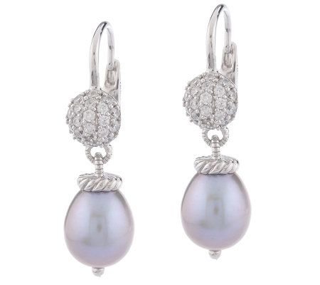 Judith Ripka Sterling Diamonique & Cultured Pearl Earrings - Page 1 ...