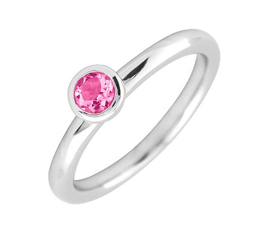 Simply Stacks Sterling 4mm Round Pink Tourmaline SolitaireRin