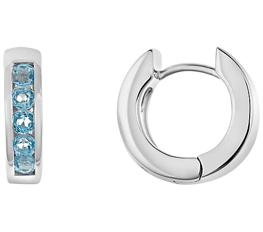 Sterling Hoop Earrings with Choice of Gemstone