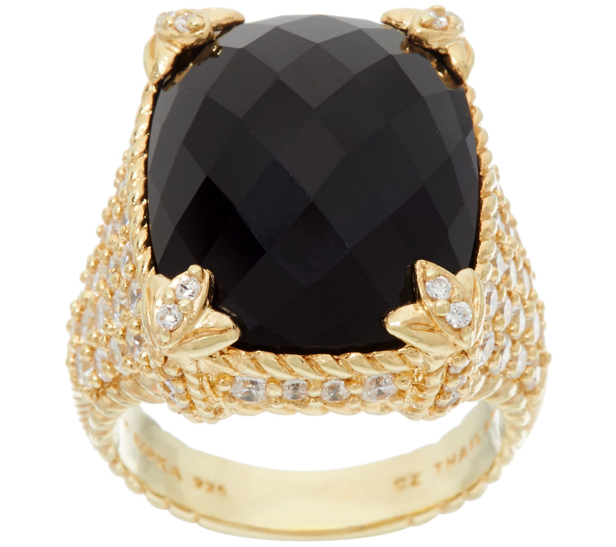 Judith Ripka Sterling/14K Clad Onyx Monaco Ring - QVC.com