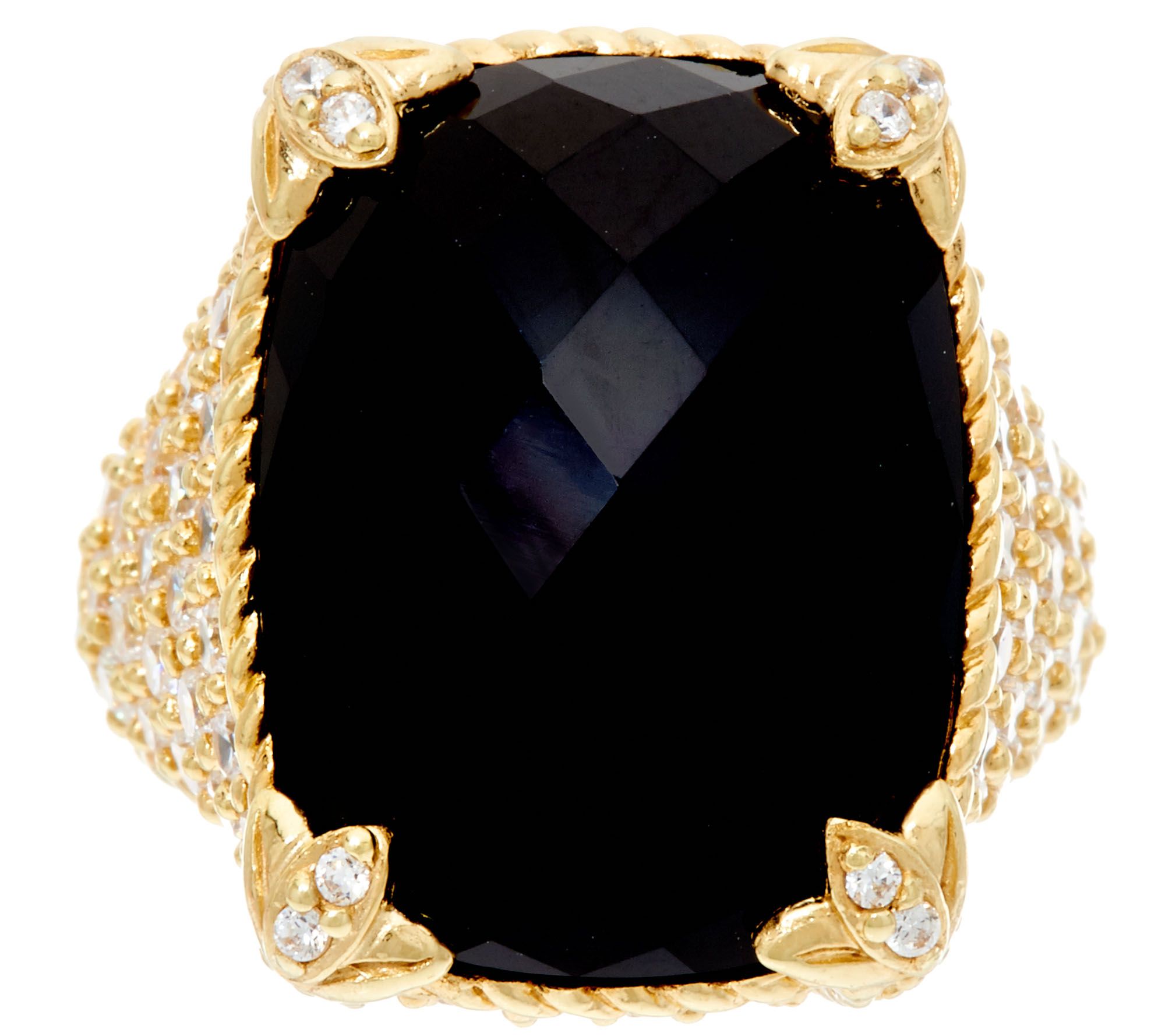 Judith Ripka Sterling/14K Clad Onyx Monaco Ring - QVC.com