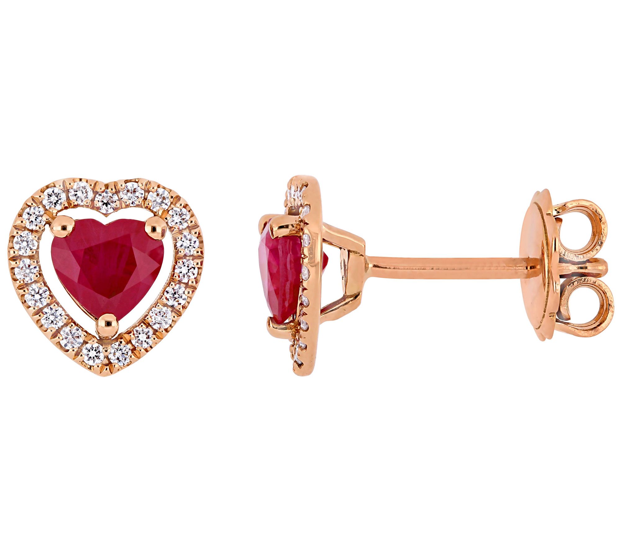 Bellini 0.95 cttw Ruby & 0.15 cttw Diamond Earrings, 14K