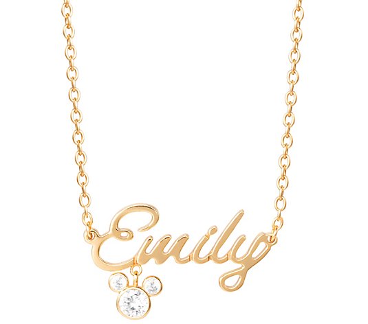 Diamonique Disney Mickey Personalized Necklace , Sterling