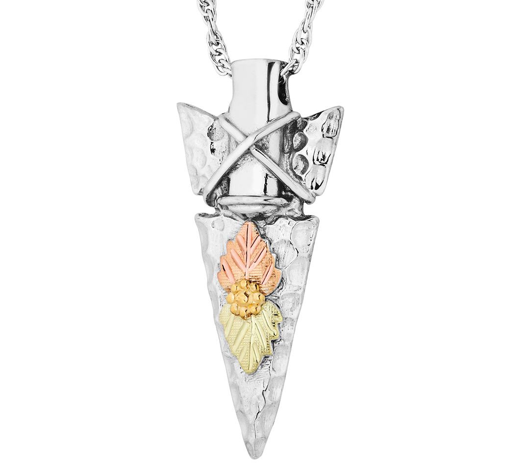 Black Hills Arrowhead Pendant w/ Chain Sterling/12K Gold