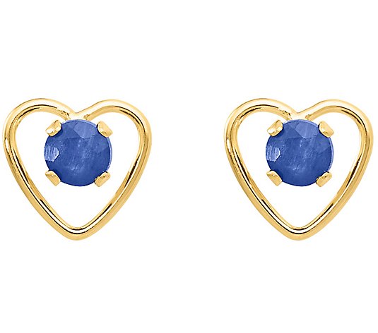 14K Gemstone Cutout Heart Earrings