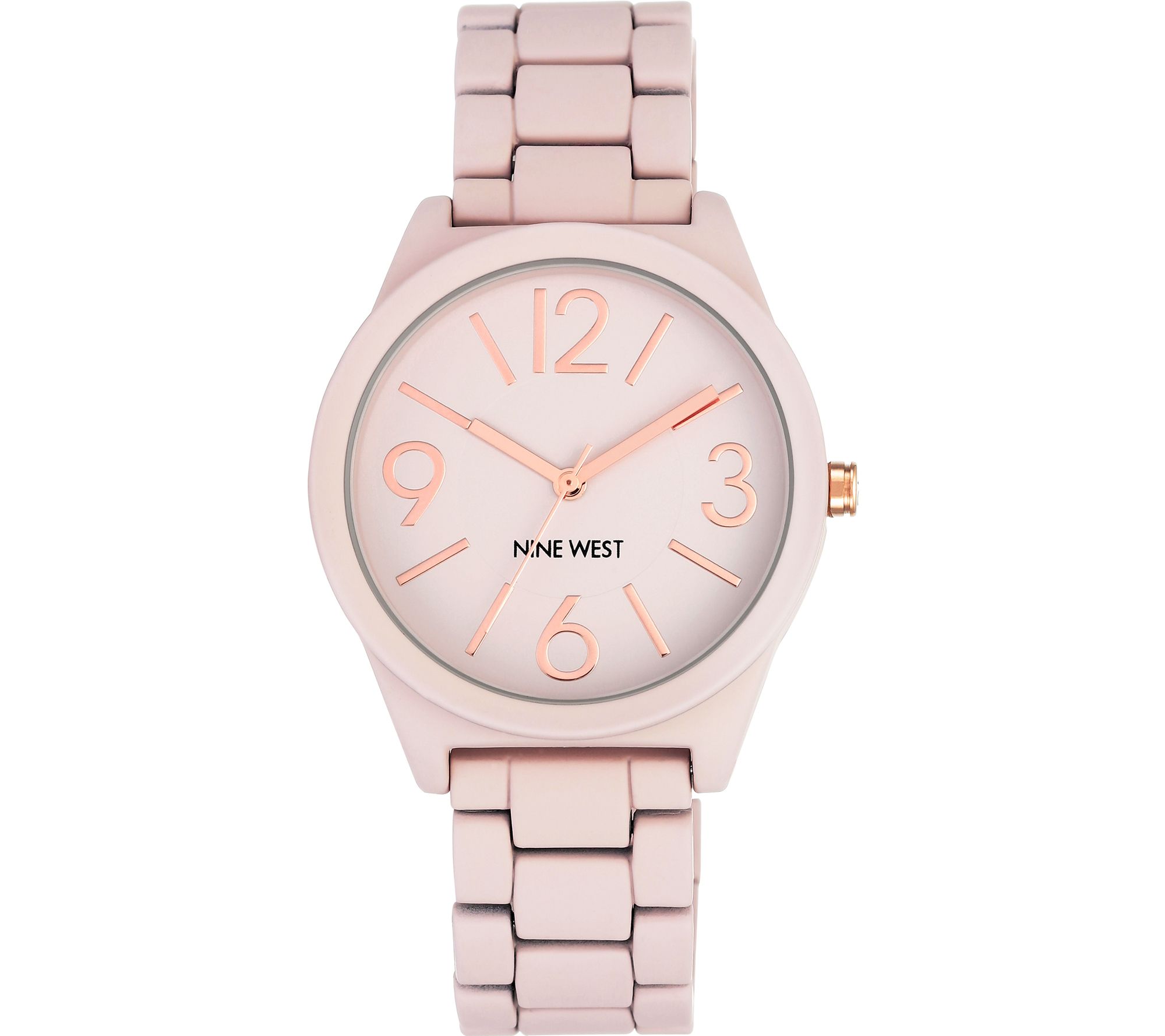 Nine West Ladies Matte Blush Pink Rubberized Bracelet Watch