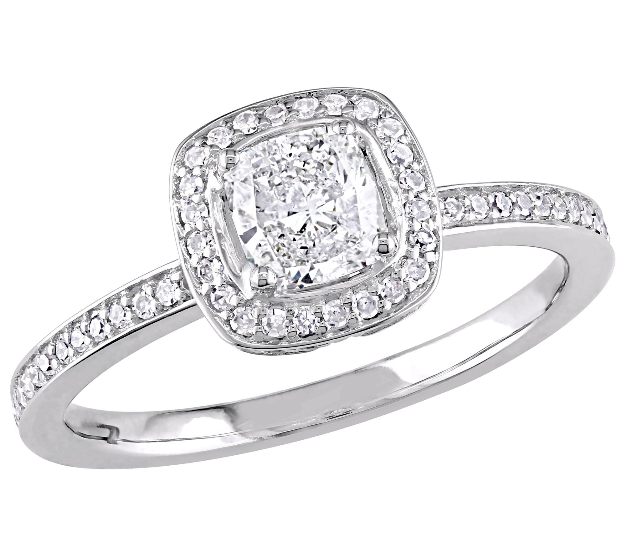 Affinity 14K Gold 3/4 cttw Cushion-Cut DiamondHalo Ring - QVC.com