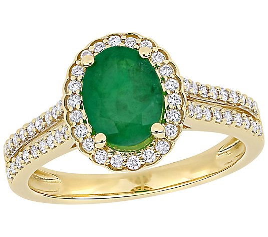 Bellini 1.20 cttw Emerald & 3/10 cttw Diamond Engagement Ring