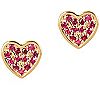 Diamonique Ruby Heart Stud Earrings, Sterling S ilver