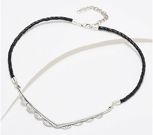 American West Sterling Silver & Braided Leather Necklace