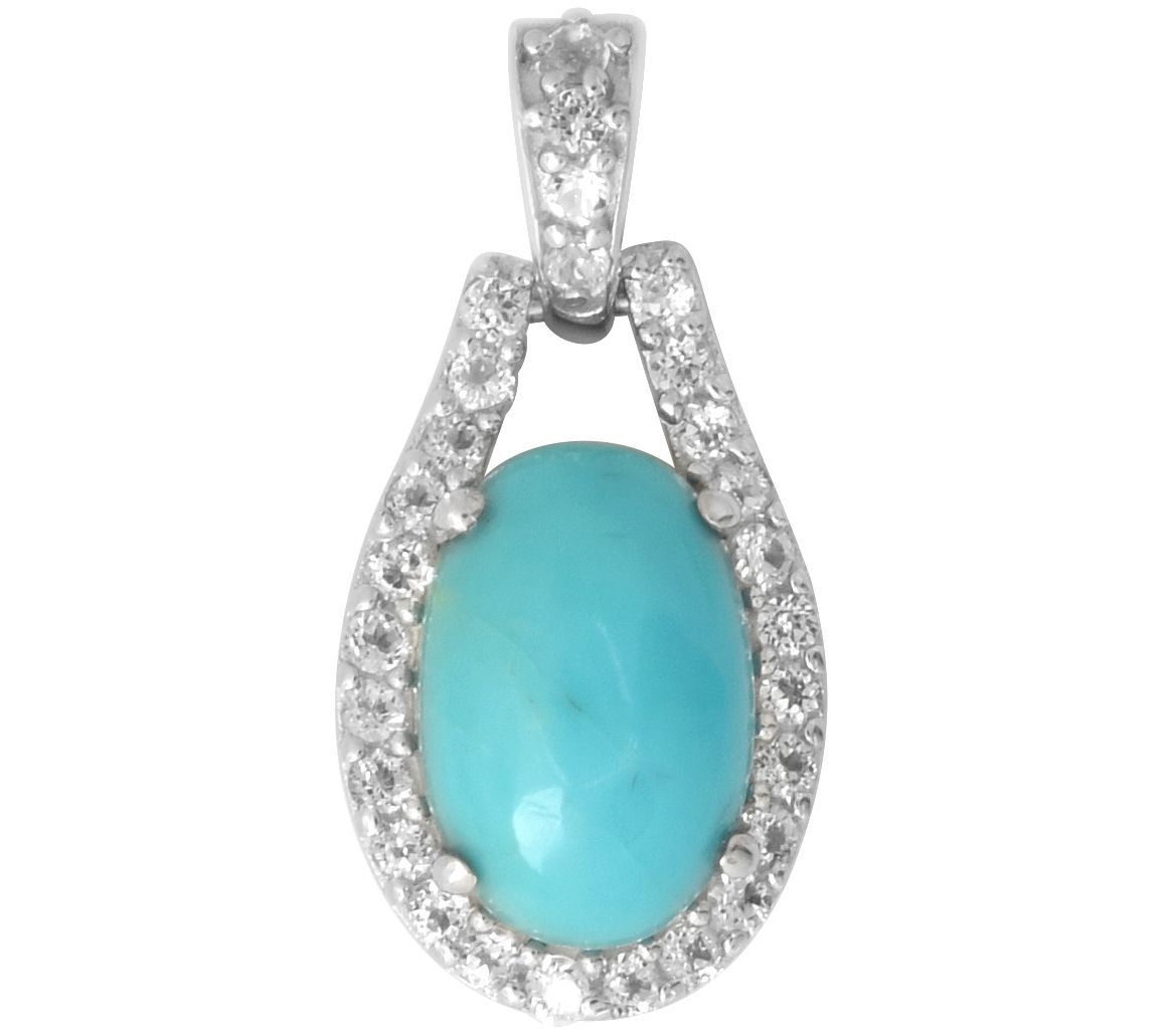 Sterling Silver Turquoise & White Topaz Pendant