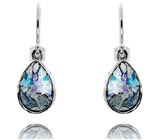 Or Paz Sterling Silver Roman Glass Drop Earrings