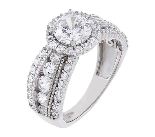 Diamonique 1.85 cttw Multi-Row Engagement Ring, Sterling