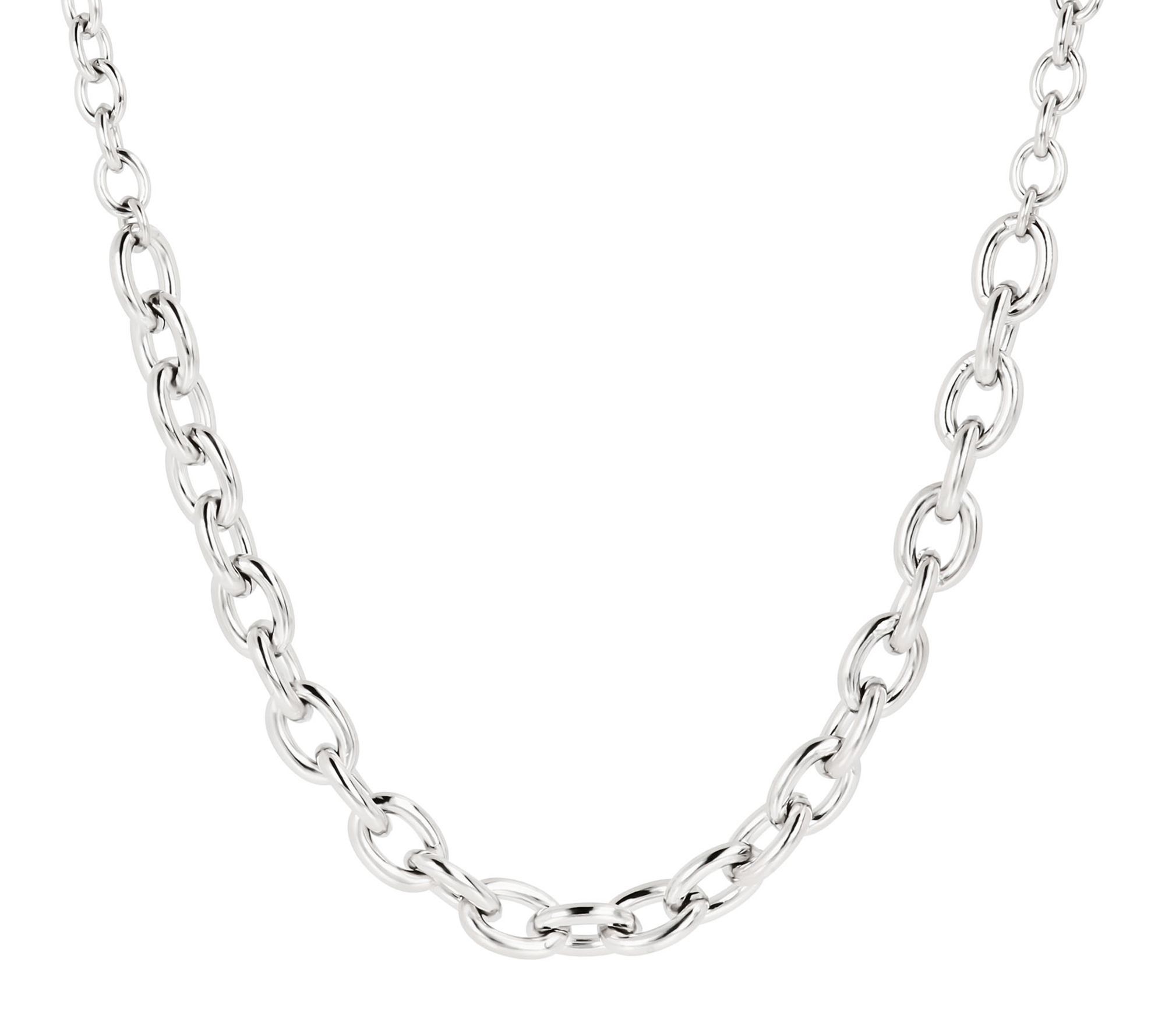 Steel by Design Graduated Oval Rolo Link Neckla ce - QVC.com