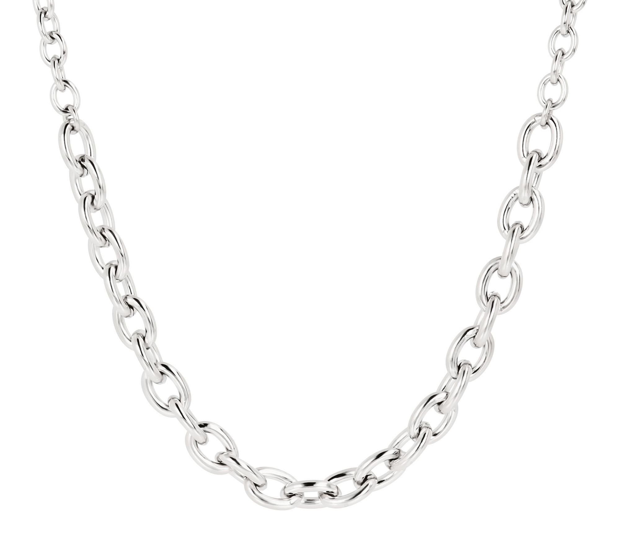Steel by Design Graduated Oval Rolo Link Neckla ce