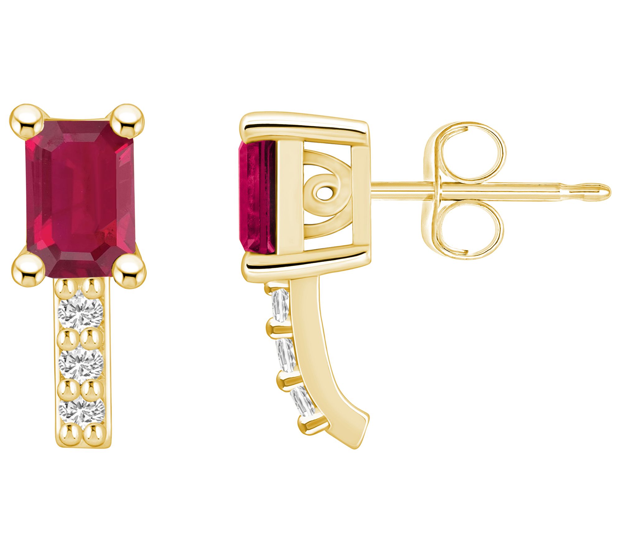 Affinity Gems 14K 1.40 cttw Ruby 0.10 cttw Diam ond Studs