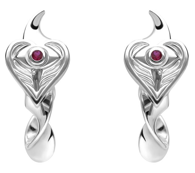 Goddaughters Sterling Silver & Ruby Heart HoopEarrings