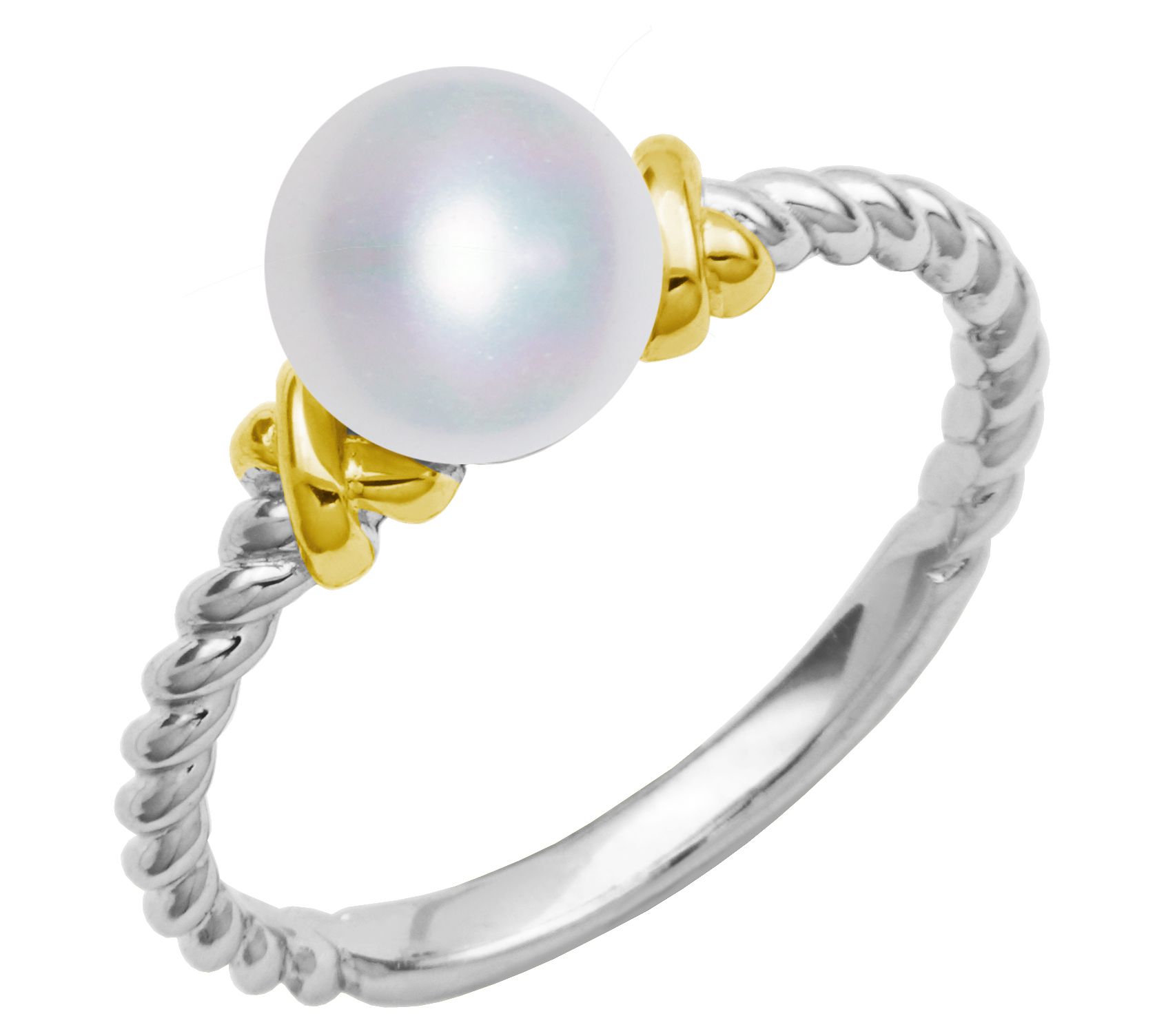 Affinity Cultured Pearl Two-Tone Ring, Ster ling Silver - QVC.com