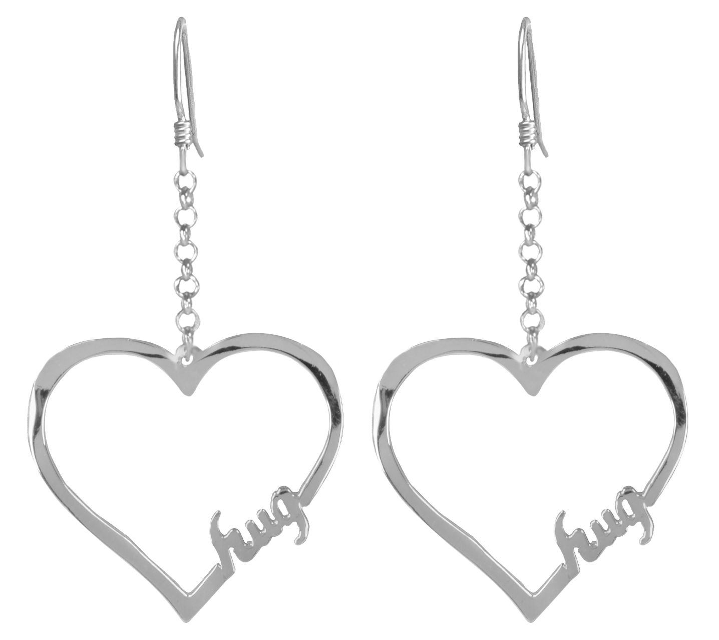 Sterling Silver Open Heart "Hug" Drop Earrings