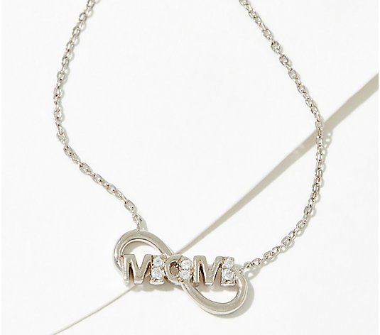 Diamonique Mom or Nana Infinity Love Necklace, Sterling Silver