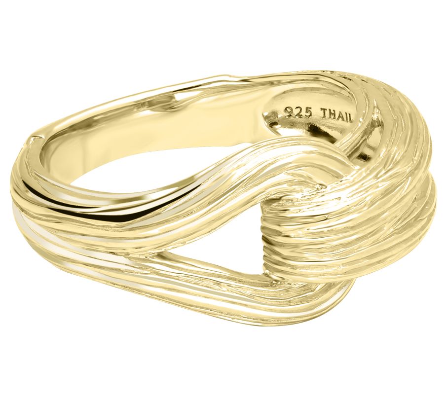 Ariva Sterling 14K Gold Clad Textured Interlocking Ring - QVC.com