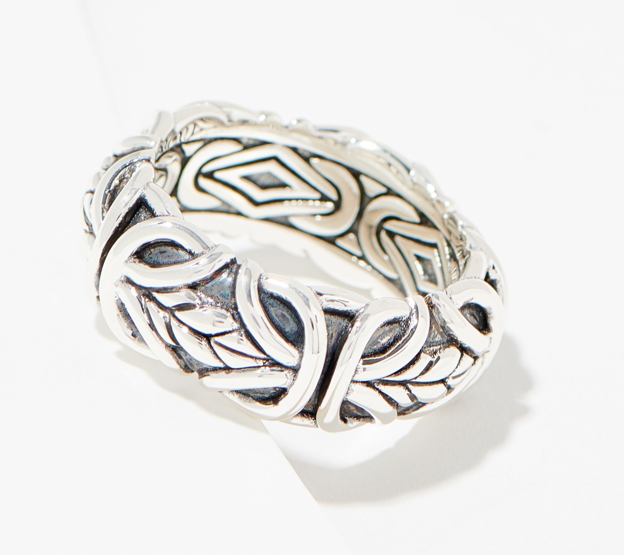 JAI Sterling Silver Carved Byzantine Band Ring - QVC.com