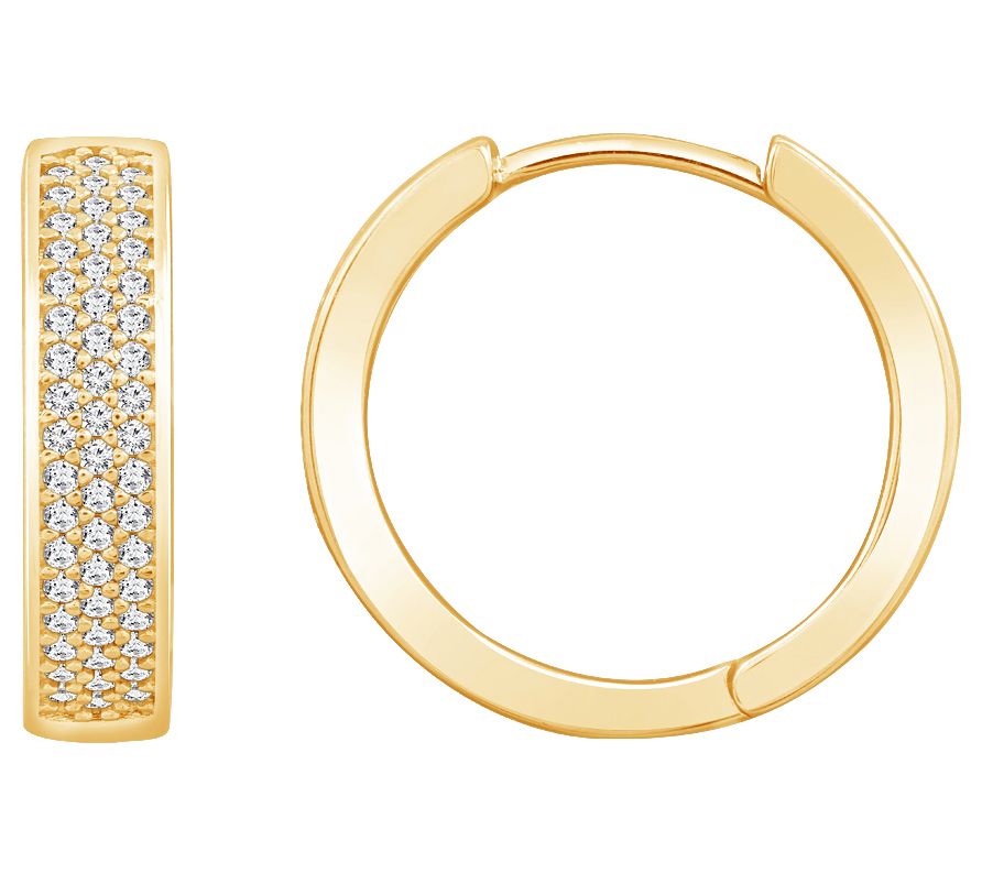 Diamonique 0.55 cttw Hinged Hoop Earrings, Ster ling Silver