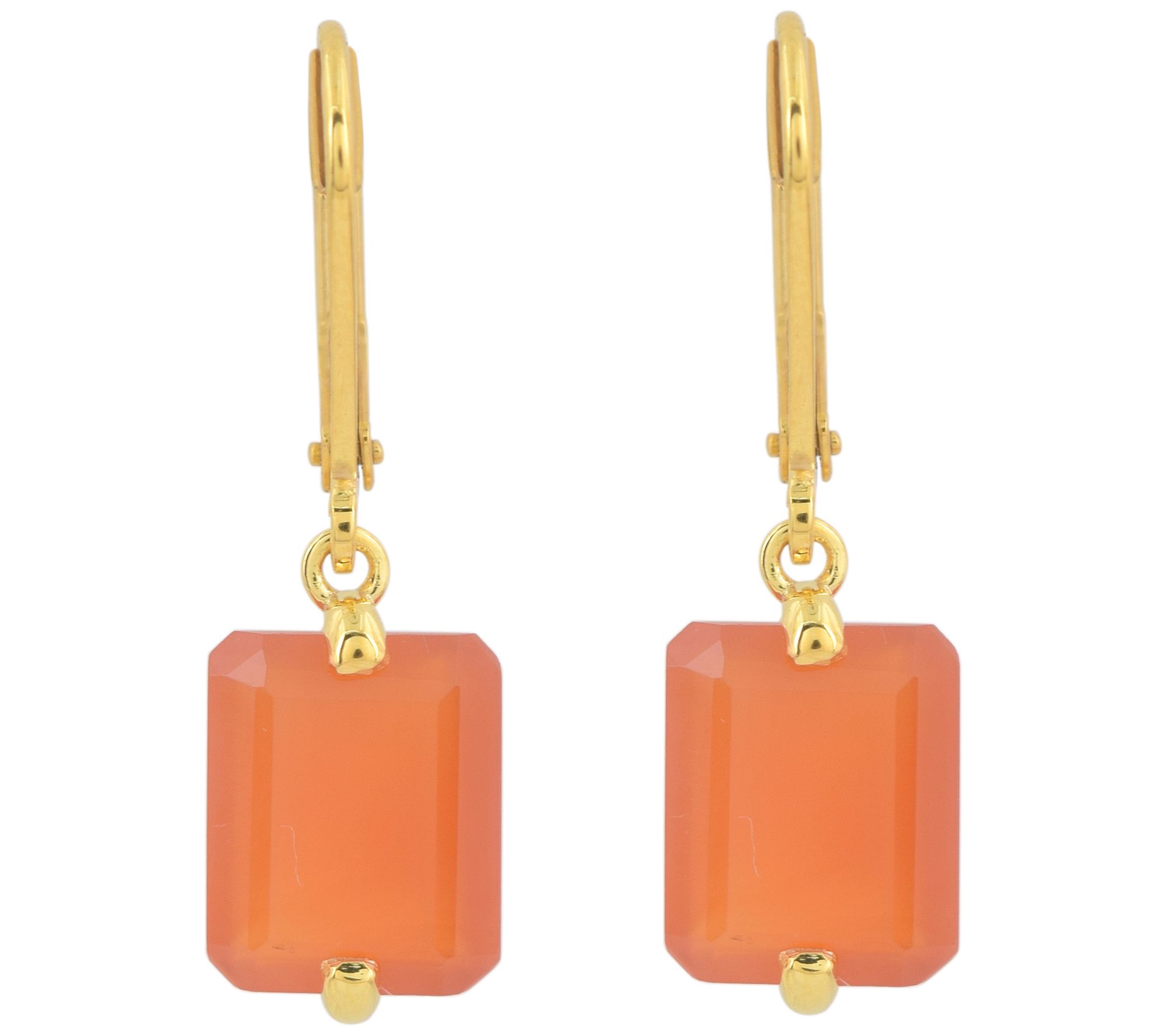 Affinity Gems Carnelian Dangle Earrings, 14K Gold Plated