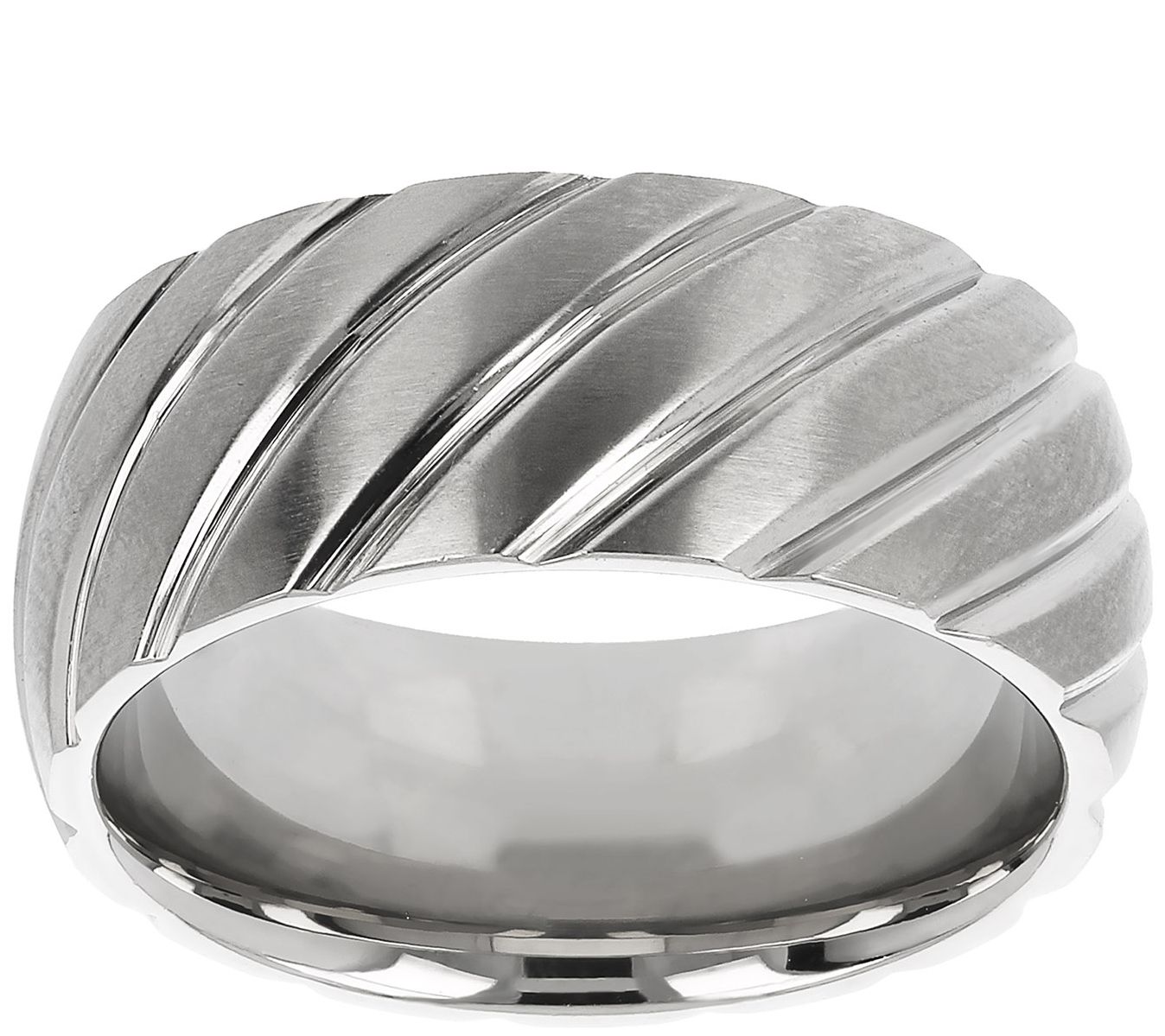 Steel by Design Satin Finished Diagonal Design Band Ring