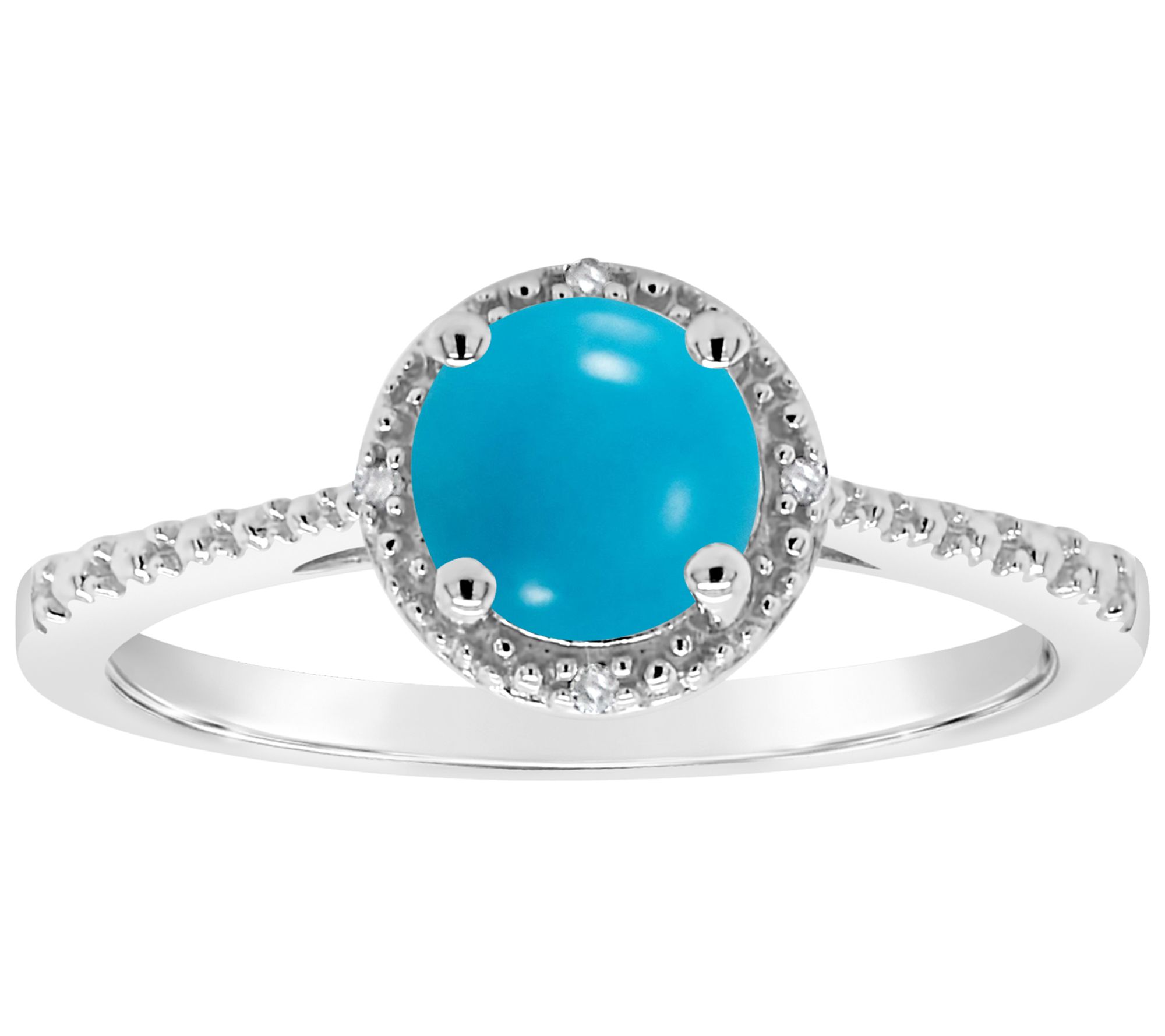 Affinity Gems Round Turquoise & Diamond AccentRing, Sterling