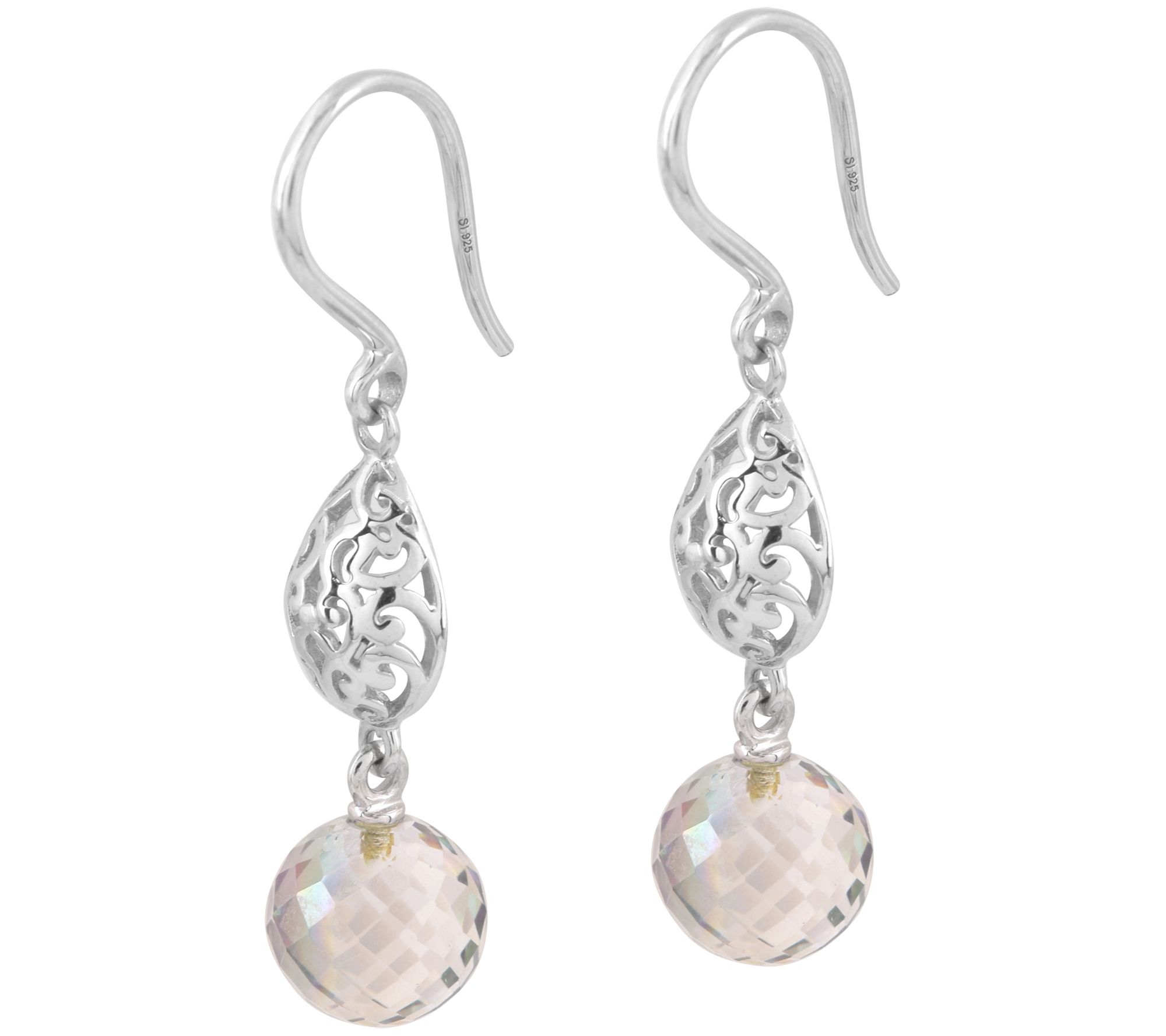 Artisan Crafted Sterling Green Quartz Bead Earrings, Sterling