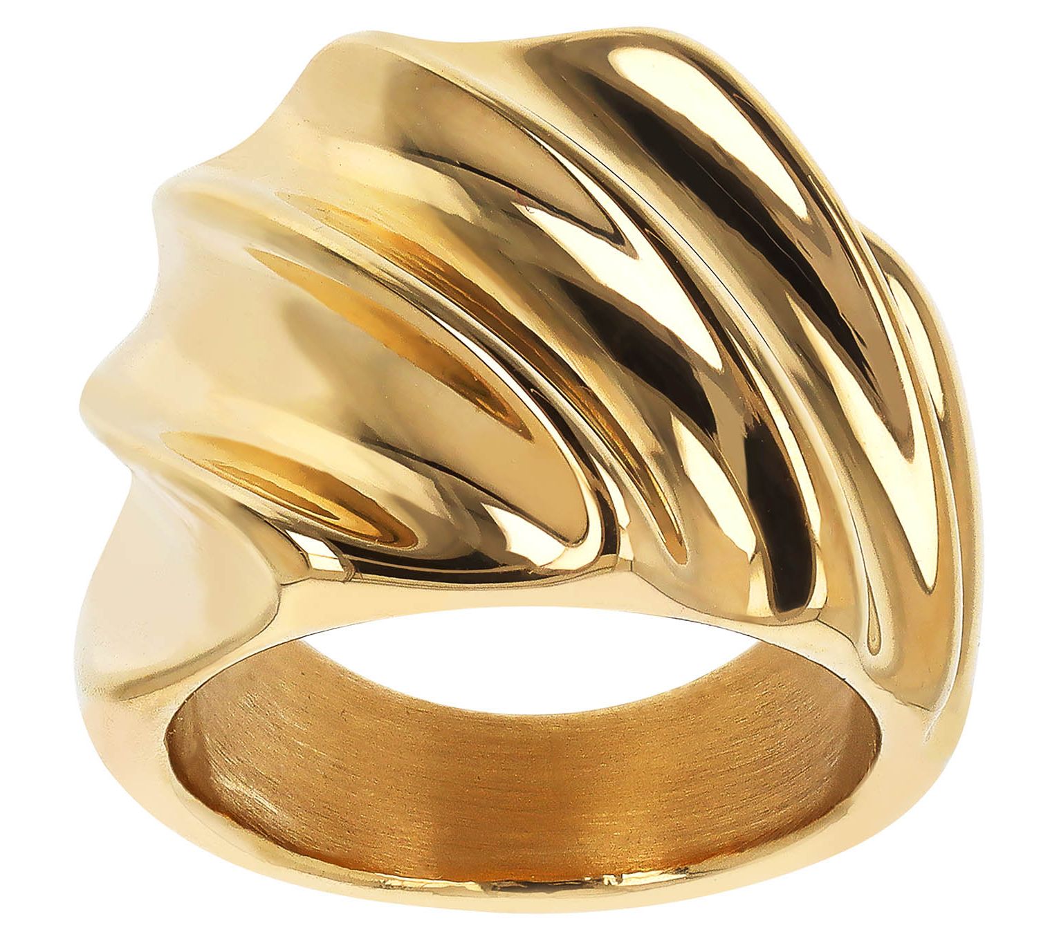 BellaOro Slanted Ribbed Ring, 14K Gold Over Resin