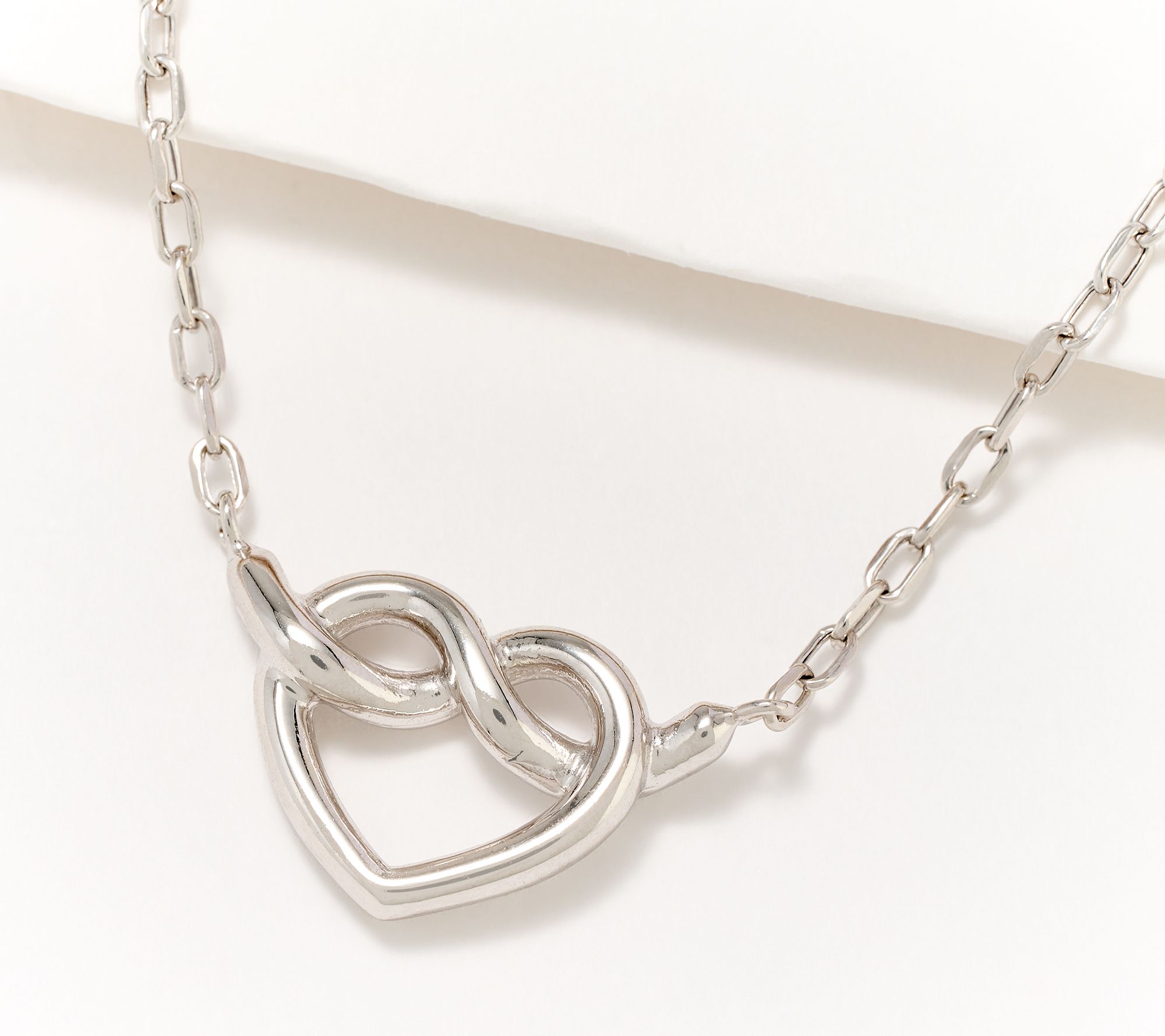 EternaGold Heart Love Knot 18" Necklace, 14K Gold