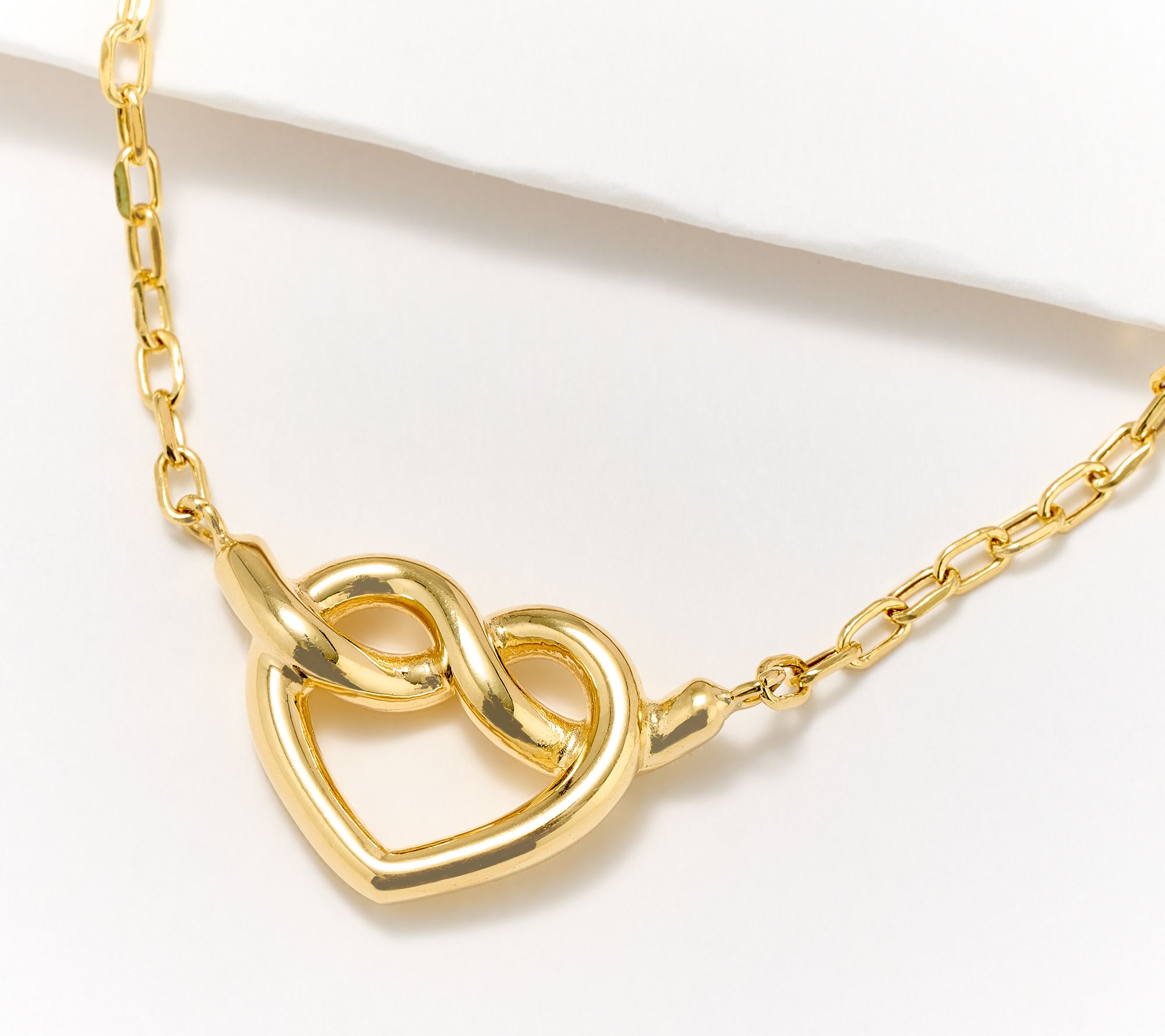 EternaGold Heart Love Knot 18" Necklace, 14K Gold