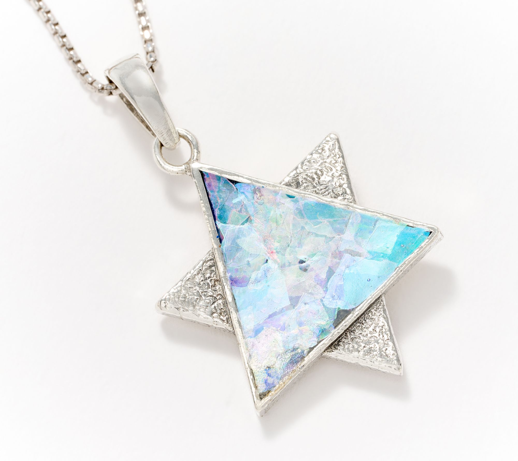 "As Is" Or Paz Roman Glass Pendant 18" Necklace, Sterling Silver
