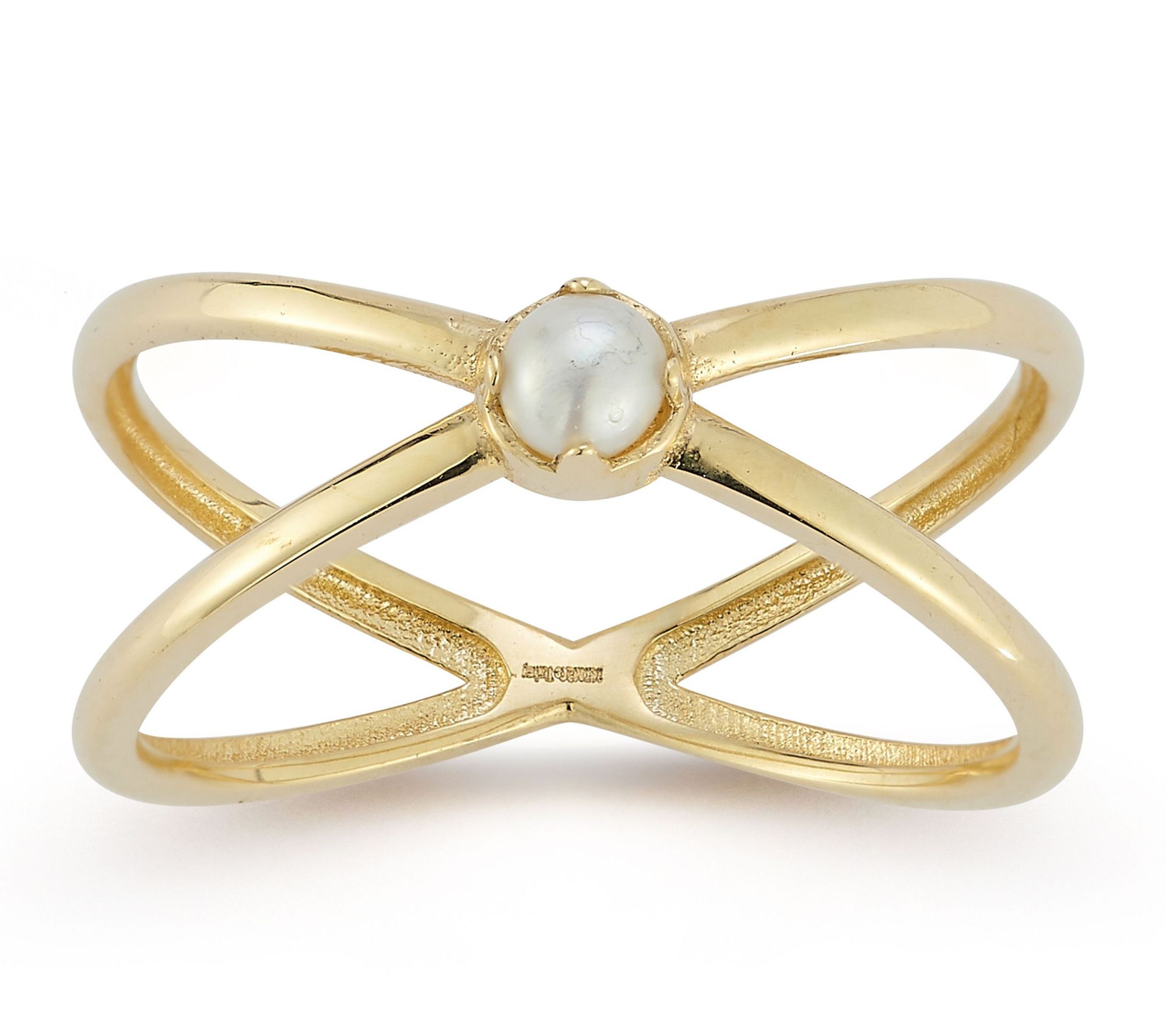 Luminosa Gold Cultured Pearl Criss Cross Ring,14K