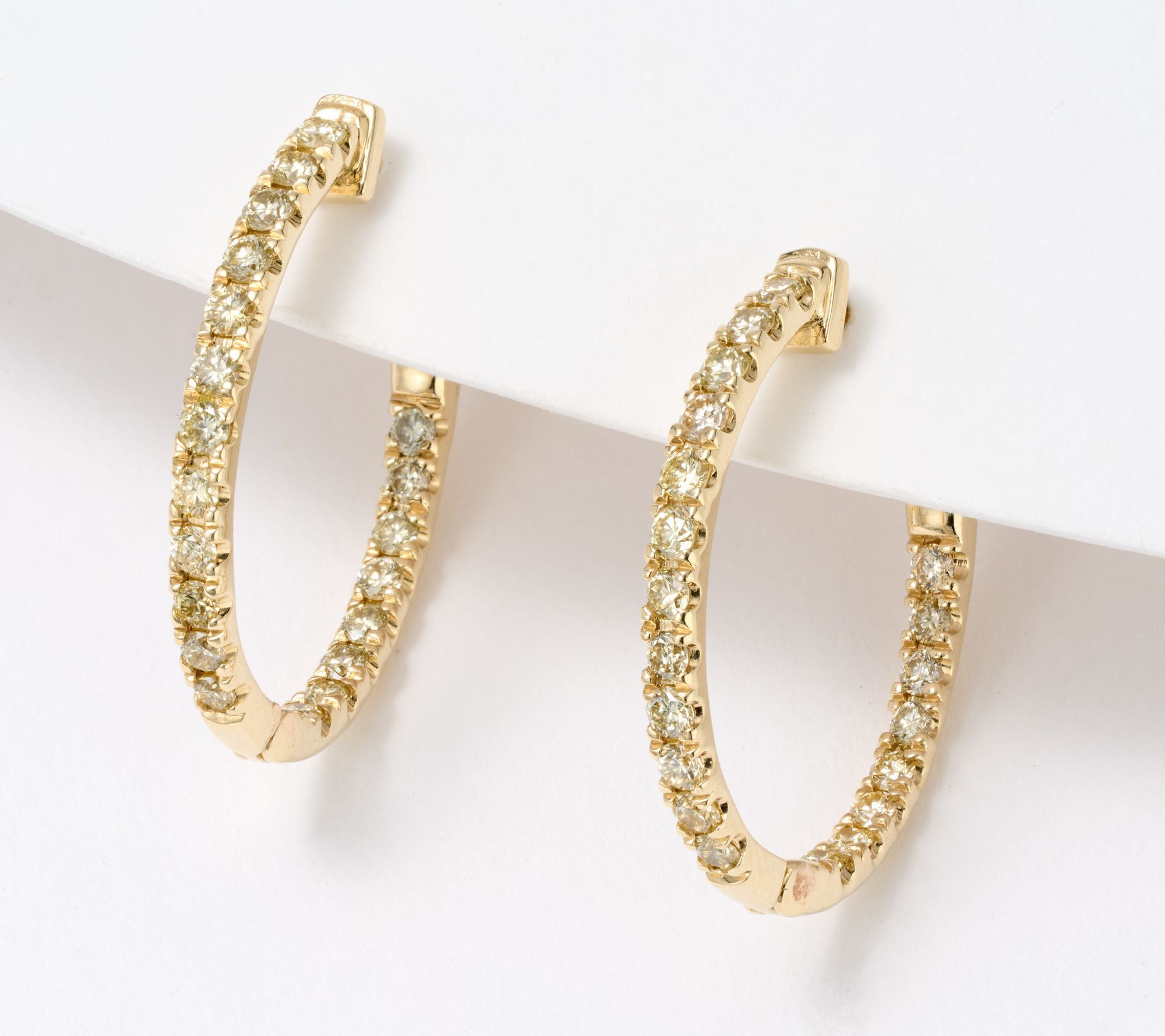 KALLATI Yellow Diamond Hoop Earrings, 14K Gold