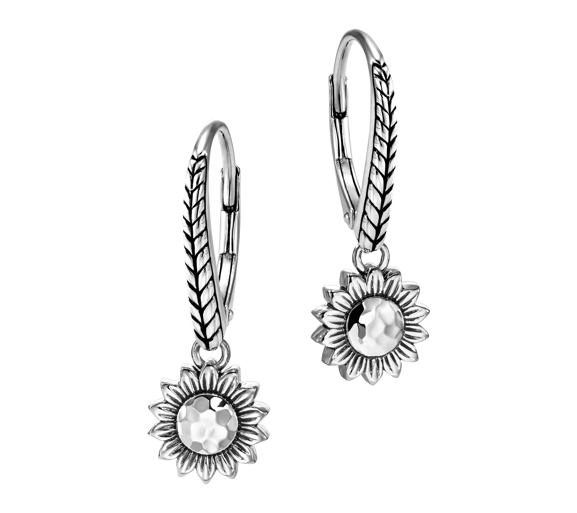 JAI Sterling Silver Symbols of Love Leverback Earrings
