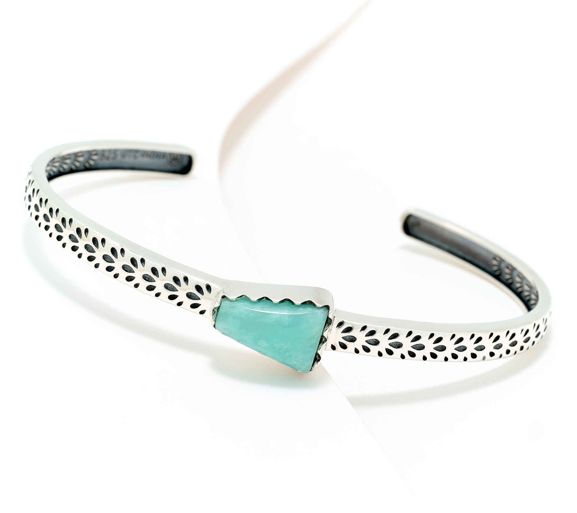 American West Sterling Silver Patterned Gemstone Stackable Cuff
