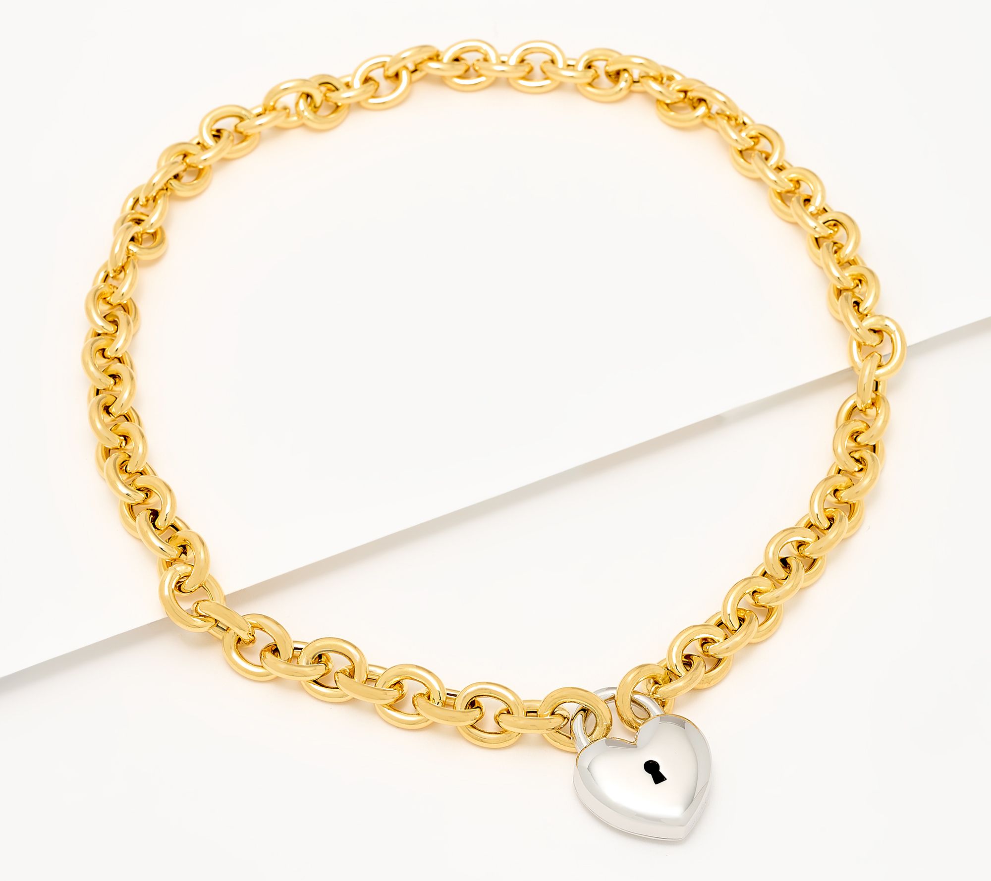 David Markstein Bronze Removable Heart Lock 18" Necklace