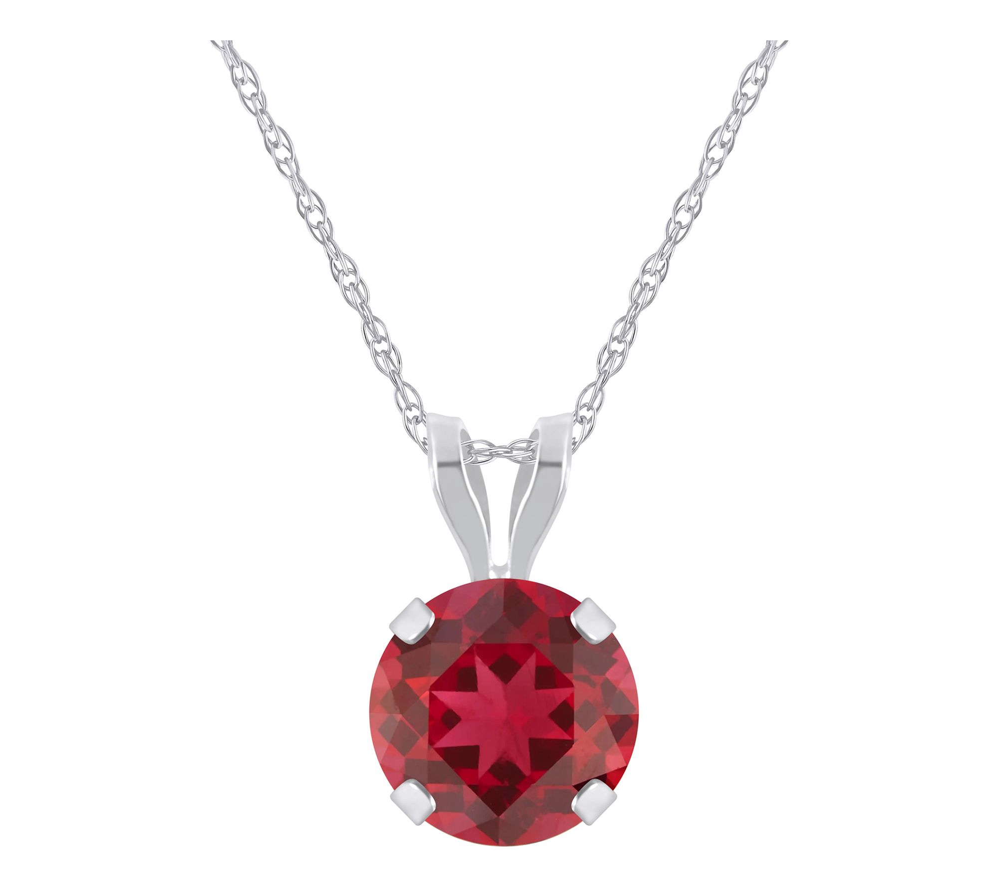 Affinity Gems Round Created Gemstone Pendant w/Chain, 10K